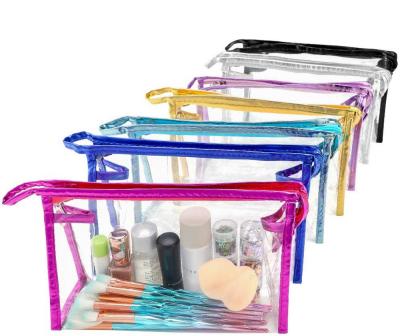 China Fashion Custom Logo Women Clear Makeup Organizer Pouches Travel Toiletry Bags Transparent PVC Cosmetic Bag for sale