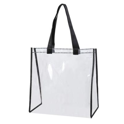 China Handled PVC Shopping Handbags Bag Clear Transparent Plastic PVC Tote Shopper Bag Large Capacity for sale