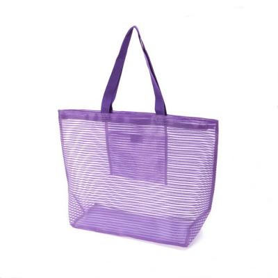 China Reusable New Popular Polyester Outdoor Tote Beach Mesh Bag For Women/Fashion Custom Nylon Mesh Shopping Handbag for sale