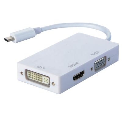 China Multimedia USB 3.1 Type C to HDMI DVI VGA 3 in 1 Adapter for sale