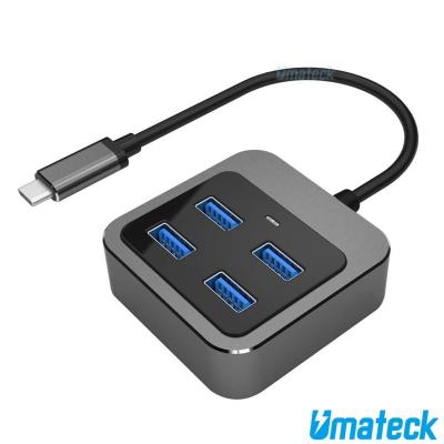 China UMATECK 4 Multimedia Ports USB-C 4 Hub USB Type C To USB 3.0 Hub for sale