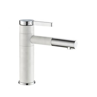 China Modern Single Swivel Spout Handle Factory Faucet Chrome White Bathroom Sink Water Faucet for sale