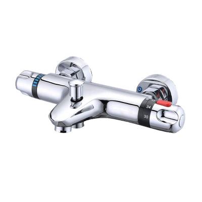 China Modern Wall Mounted Thermostatic Bathtub Mixer Valve Brass Chrome Brass Thermostatic Faucet for sale