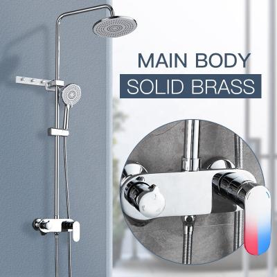 China With Slide Bar Sanitary Ware 3 Function Wall Mount Bathroom Bath Rain Shower Mixer Faucet Set for sale