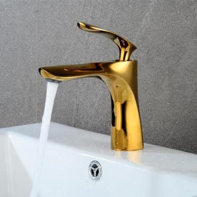 China Hot Modern Azeta Single Handle Mixer Tap Cold Water Bathroom Basin Bathroom Gold Brass Faucet for sale