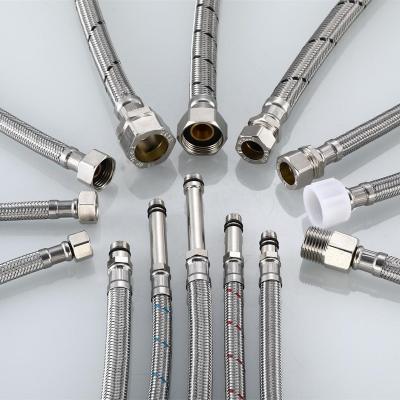 China Modern Toilet Sink Water Inlet Hose Stainless Steel Wire Braided Flexible Metal Water Plumbing Hoses for sale