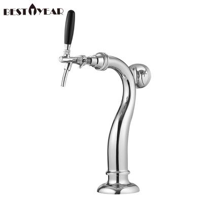 China Beer Party Wholesale Products Material 304 Stainless Steel Wine Tube Brass Cycle Refrigeration 1 Heads Elephant Trunk Silver Beer Tower for sale