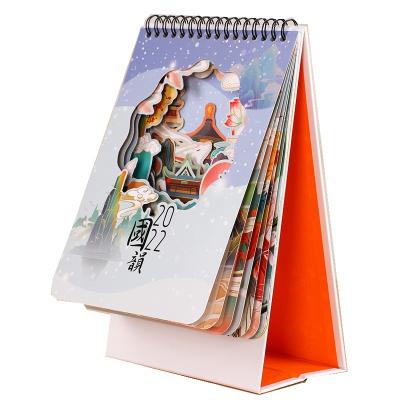 China Custom Creative 3D Table Calendar 2023 Cartoon Hollowed Out School Office Printing Service Design Desk Table Calendar for sale