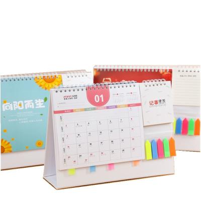 China Table Calendar 2022 Custom Logo 2023 Stand Desk Calendar Planner for Office Table Design with Notepad and Label Sticker for sale