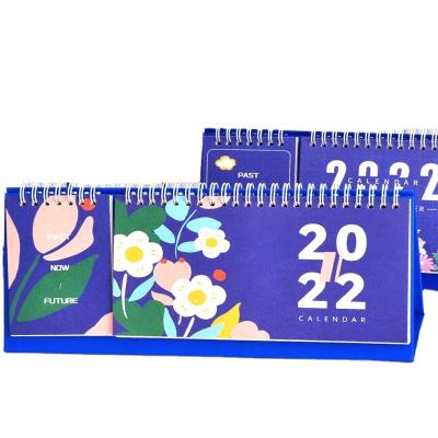 China Custom Logo Printed 2022 Spiral Wire 2023 Monthly Stand Flip Table Desk Desktop Calendar Table Calendar for sale