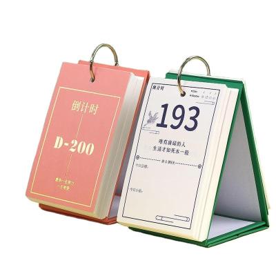 China Metal Ring Desktop Calendar Stand Table Calendar 2023 Custom 365 Day Countdown Files Print Teardrop One Page Desk Calendar Every Day for sale