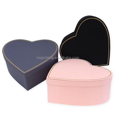 China Recycled Materials Customized Black With Foil Logo Cardboard Gift Heart Shape Flower Box for sale