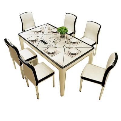 China Modern Style Dining Table Set And Chairs Elegant Sets For 4/6 People Kitchen Dining Room Furniture Rectangle Wood Shape for sale