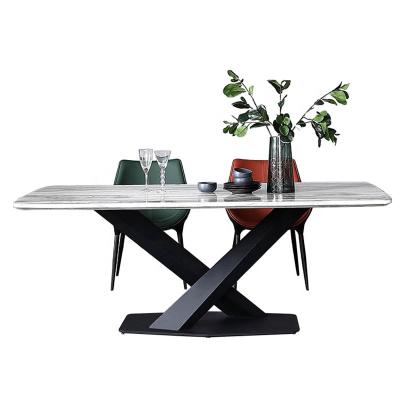 China Stainless Steel Marble Base Modern Home Furniture Contemporary Italy Design Marble Dining Table for sale