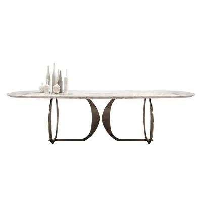 China Modern Home Base Italy Stainless Steel Design Furniture Contemporary Marble Dining Table for sale