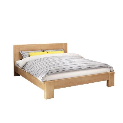 China Nordic traditional natural furniture large bed solid wood solid wood frame with headboard manufacturer production with soft bedside for sale