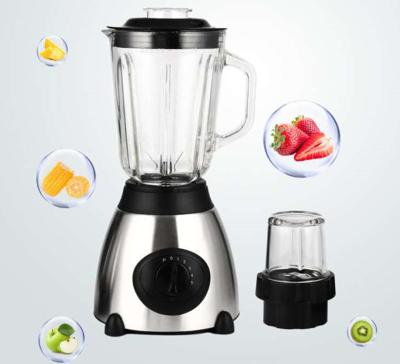 China Multifunctional 2 in 1 Fruit Blender 500W Stainless Steel Base Glass Jar Customizable Tabletop Blender Blender with 1 Meter Wire for sale