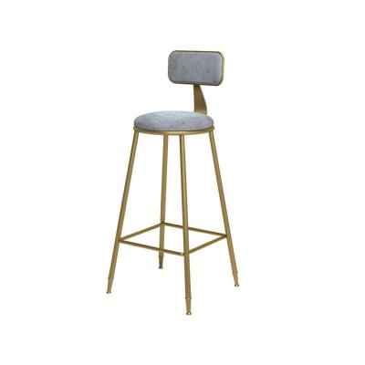 China Cheap Luxury Kitchen Modern Nordic Large Back Velvet Metal Gold Furniture Counter Stools Modern High Bar Chairs For Bar Table for sale