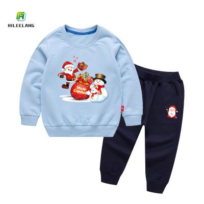 China Child Snowman Santa Sweatshirt And Sweatpants Children Casual Custom Spring Cotton Sweat Suits for sale