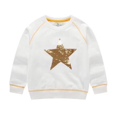 China Hot Fashion Anti-wrinkle Children Long Sleeve Star Sequin Sweater Toddler Girls Casual Sweatshirt Clothes for sale