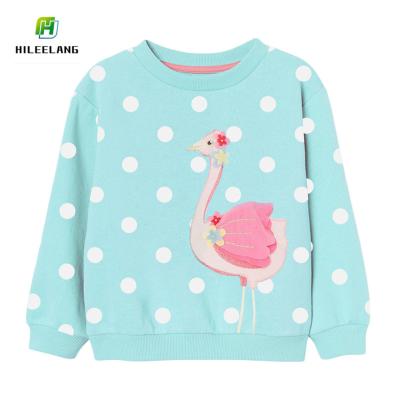 China Children Anti-Shrinkage Spring Autumn Toddler Embroidery Flamingo Pullover Clothing Tops Girls Sports Cotton Girls Long Sleeve Crewneck Sweatshirt for sale