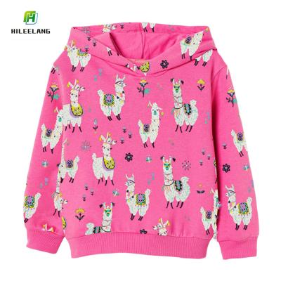 China Children Anti-Shrinkage Spring Autumn Toddler Printed Alpaca Pullover Girls' Complete Clothing Sports Long Sleeve Cotton Girls' Crewneck Sweatshirt for sale