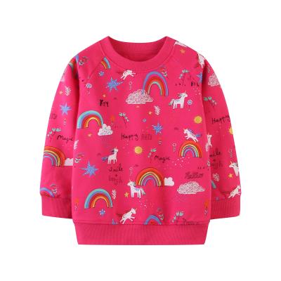 China Hot Selling Ins Anti-Wrinkle Kids Fall Casual Unicorn Shirt Toddler Girs Sweatshirt Printed Long Sleeve Crewneck for sale