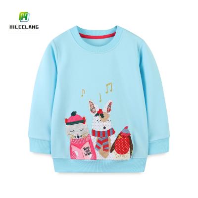 China Latest Design Kids Clothing Embroidered Anti-Shrink Long Sleeve Sweatshirt Fancy Cartoon Toddler Girls Cotton Sweatshirts for sale