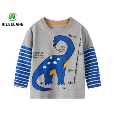 China Anti-pilling 2020 New Autumn Winter Kids Long Sleeve Dinosaur T-shirt Little Boy Cotton Cool Printing Tops for sale