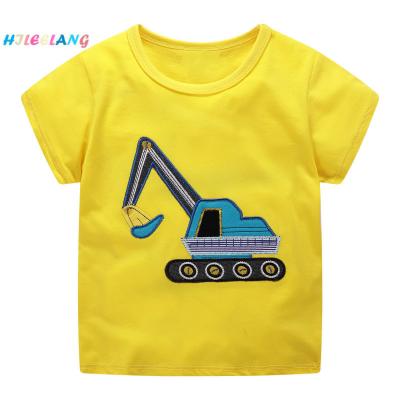 China 100% Superior Toddler Boy Anti-pilling Summer Short Sleeve Cotton O-Neck Applique Top T-Shirt for sale