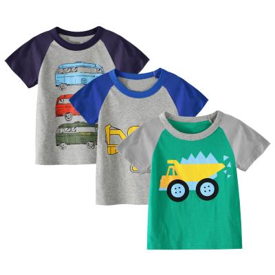 China Wholesale Kid Anti-pilling Clothes New Design Printed Summer Cotton Shorts Sleeve T-shirt Little Excavator T-shirts Toddler Boys for sale