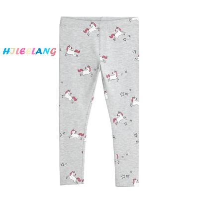 China Autumn Spring Kids Printed Unicorn Gray Tight Pants Little Girls cotton leggings anti-wrinkle wholesale for sale