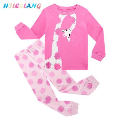 China Casual Cute High Quality Kids Cartoon Cotton Long Sleeve T-shirt Pants Girls Pajamas Set Set for sale