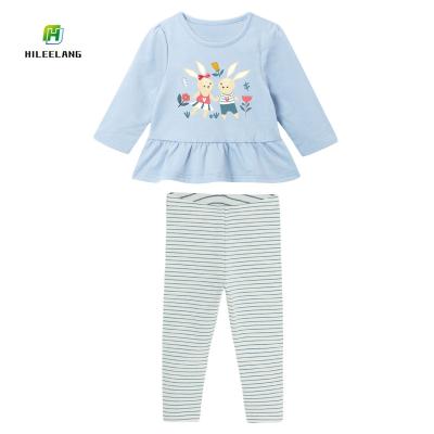 China Wholesale Casual Cheap Rabbit T-shirts Cartoon Toddler Girl Long Sleeve Tops+Pants Kid Dress Set For Girls for sale