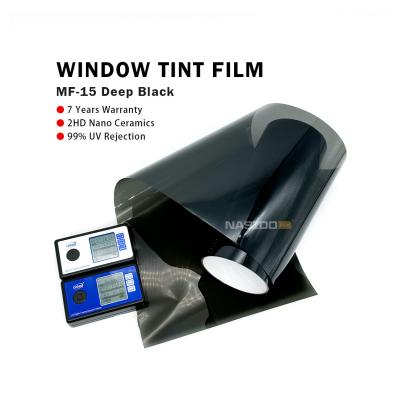 China NASIDO Kwaliteit auto Zonnefilm MF15 Zwart 97% IRR HD Nano Keramische anti-warmte venster film auto privacy venster tint film Te koop