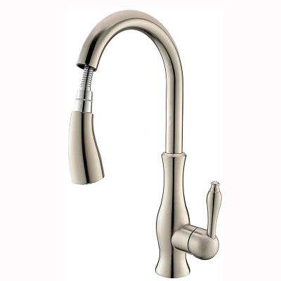 China Thermostatic Faucets Commercial Kitchen Sink Taps Brass Faucet Pull Out Sprayer Brushed Kitchen Faucet for sale