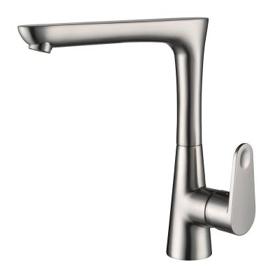 China Brushed Tall Bathroom Thermostatic Sink Faucets Nickel Deck Mounted Hot And Cold Water Mixer Tap Faucet for sale