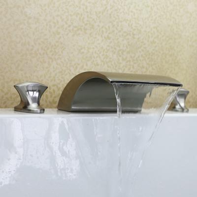 China Modern Bathtub Faucet Waterfall Bathroom Shower Slide Bar Brass Bath Mixer Taps Deck Mounted Bath Faucets Without Taps for sale