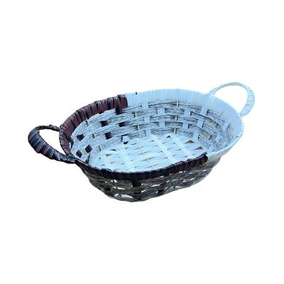 China Viable New Products Wholesale Metal Fruit Basket With Handle Plastic Rattan Woven Basket For Family Life Use Bread Basket for sale