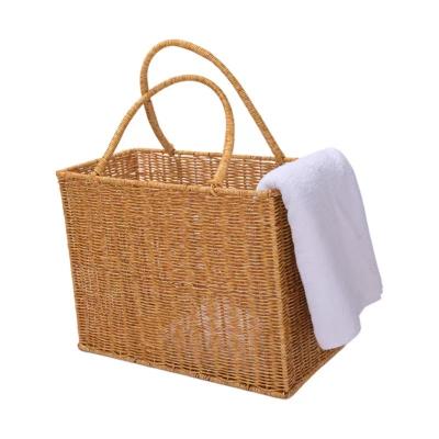 China Viable custom cheap china rattan wash clothes dirty organizer basket handmade woven plastic laundry baskets with handles for sale