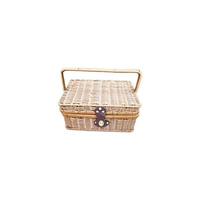 China Factory Custom Luxury Breadfruit Wine Hand Tidy/Storage Woven Plastic Rattan Picnic Storage Baskets With Handles For Food for sale