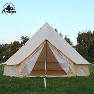 China Straight tie type 5m cotton canvas tent glamping sibley bell tent for camping for sale