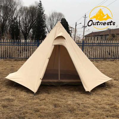 China Straight tying type good quality outdoor cotton canvas teepee camping tent for sale