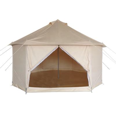 China Straight Binding Type 2019 China Factory Family Camping Tent, Beige Cotton Canvas Tent for sale