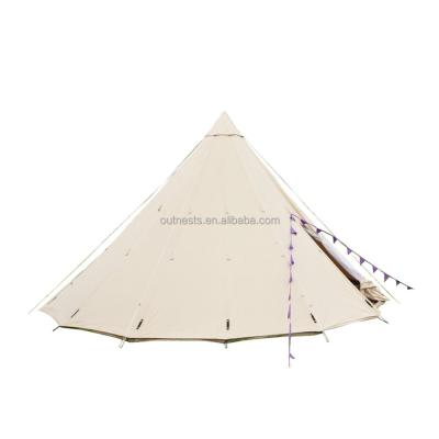 China Large Glamping Caravan Family House Teepee Wholesale Camping Military Bell Type Upright Bracing Type for sale