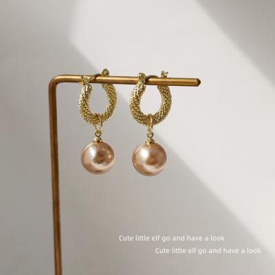 China TREND Fashion jewelry plated with 14K gold geometric pearl earrings 2021 female trendy korean earrings for sale