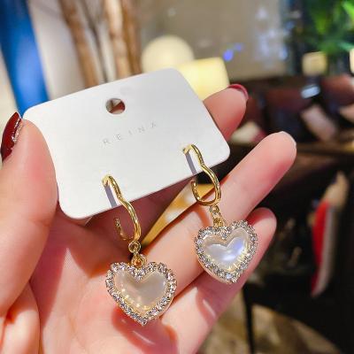 China FASHION jewelry 925 earrings is silver needle Korea door temperament love pearl earrings peach heart shape women for sale