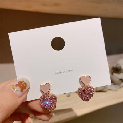 China FASHIONABLE jewelry 925 needle silver girl's net red heart candy pink Korean simple earrings earrings for sale