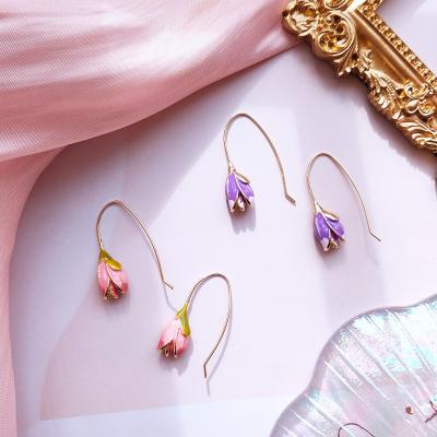 China TRENDY Jewelry 14K Gold Fashion Small Tulip Flower Earrings Fairy Simple Live Stream for sale