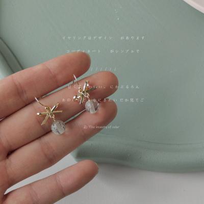 China Simple Hand Design Yiwu Jewelry Small Fresh Glass Crystal Bow Women's Earrings Trendy Fashion Jewelry for sale